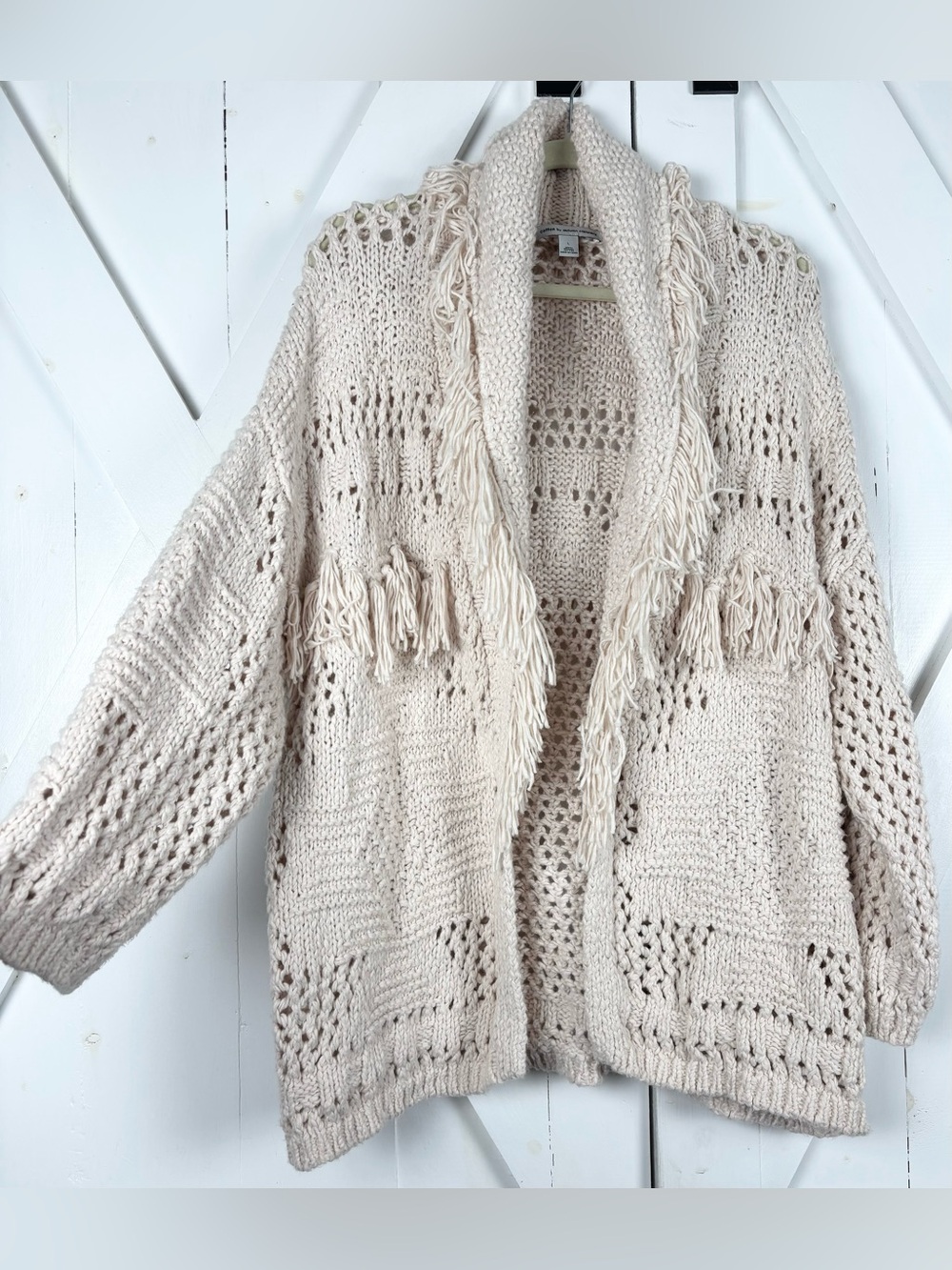 Revolve Cupcakes by Autumn Cashmere 100% Organic Cotton Fringed Sweater Jacket